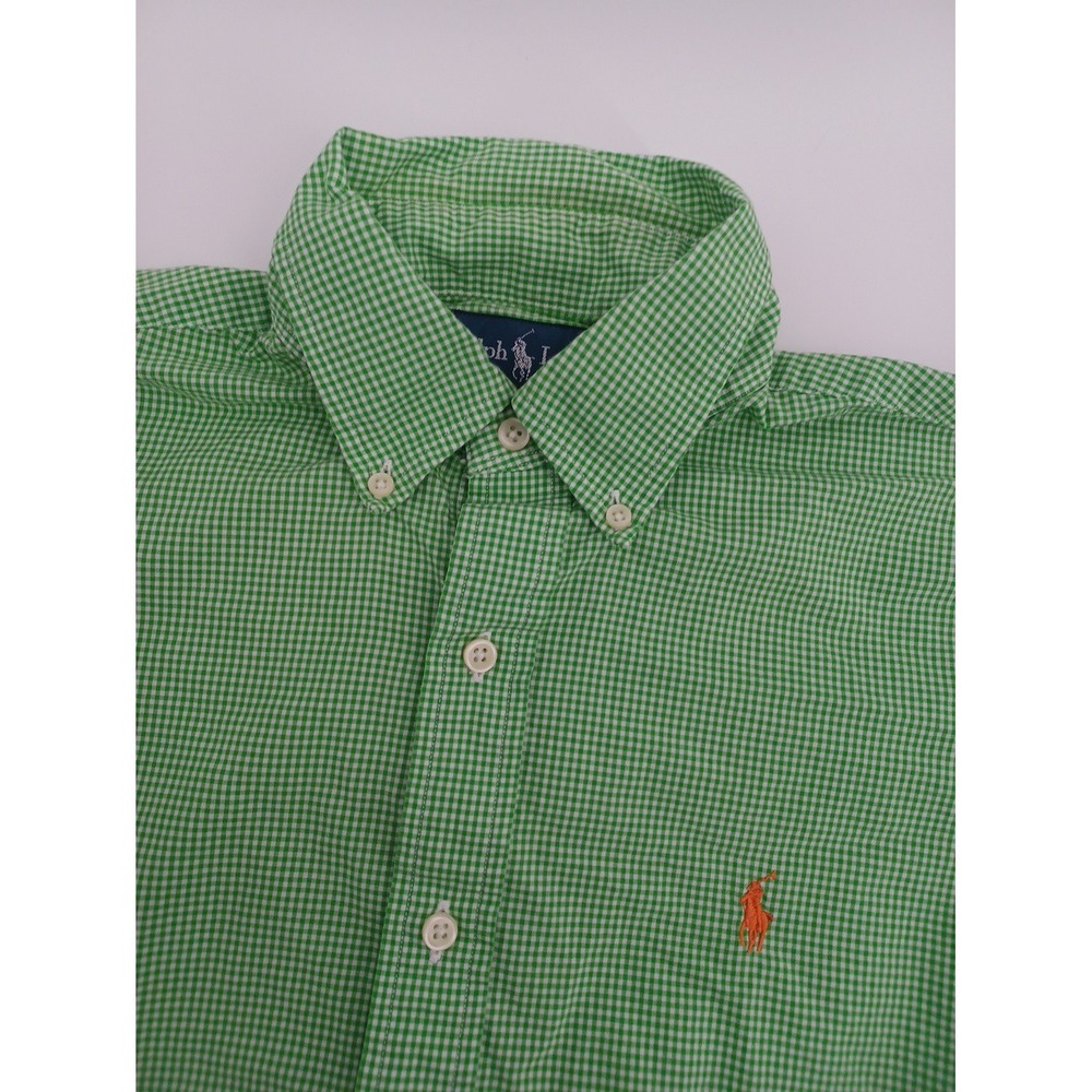 Vintage Ralph Lauren Custom Fit Mens Small/ Petite Gingham LS Button-Down